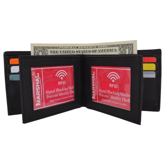 RFID Blocking Bifold Leather Mens Multi Credit Card ID Holder Wallet