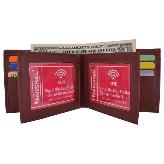 RFID Blocking Bifold Leather Mens Multi Credit Card ID Holder Wallet