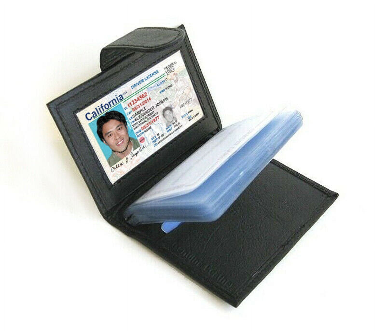 Business Card Card Wallet With Plastic Sleeves RFID Blocking Black Genuine  Leather Business Card Holder Clear
