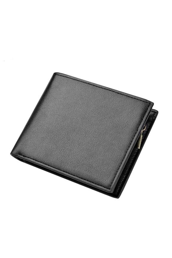 RFID Blocking Black Leather Wallet for Men with 11 Card Holders and ID Window