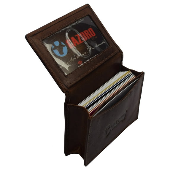 RFID Blocking Buffalo Leather Business Card Case Holder for Men & Women