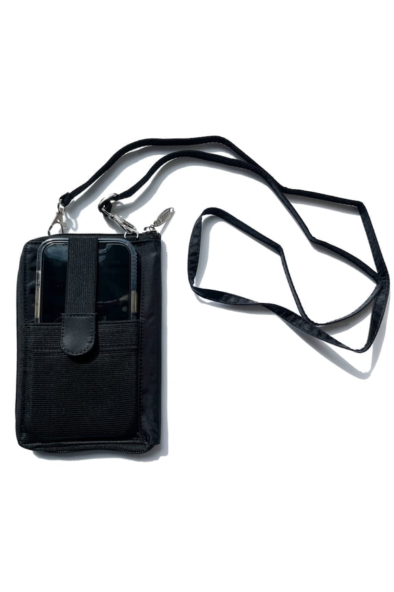 RFID Blocking Cambridge Crossbody Phone Wallet (Tuxedo Black)