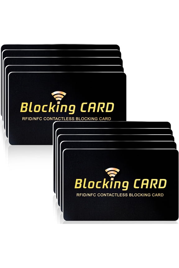 RFID Blocking Card 10 pack,One Card Protects Entire Wallet,RFID/NFC Contactless Bank Debit Credit Card Protector ID ATM Guard Card Blocker,Smart Slim Design Perfectly Fits in PurseBlack