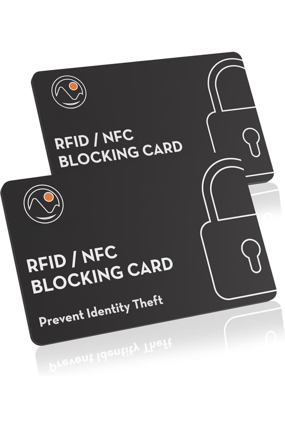RFID Blocking Card with Signal Blocking Technology - Contactless Card Protector with Build-In Chip for NFC Blocking- Slim Design Fits into Your Wallets & Purses - 2 PACK