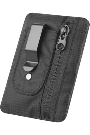 RFID Blocking Clip Stash Pocket, Compact Travel Belt Wallet for Cards & - Slim Pickpocket-Proof Design for Everyday Carry, Black