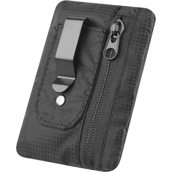 RFID Blocking Clip Stash Pocket, Compact Travel Belt Wallet for Cards & - Slim Pickpocket-Proof Design for Everyday Carry, Black