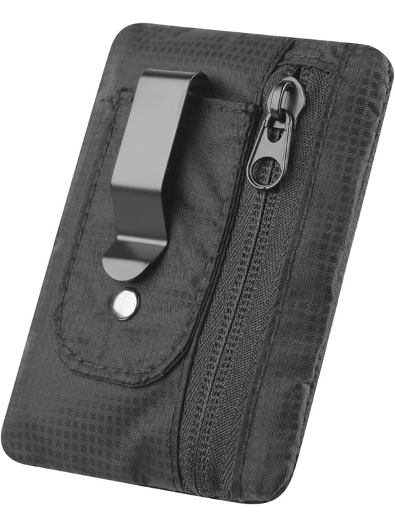 RFID Blocking Clip Stash Pocket, Compact Travel Belt Wallet for Cards & - Slim Pickpocket-Proof Design for Everyday Carry, Black