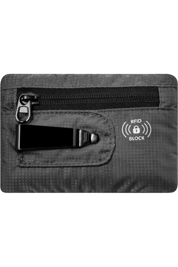 RFID Blocking Clip Stash Pocket, Compact  Travel Belt Wallet for Cards &  - Slim Pickpocket-Proof Design for Everyday Carry (Grey, Medium)