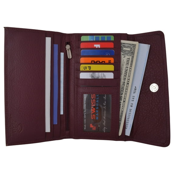 RFID Blocking Cowhide Leather Women's Long Clutch Wallet Checkbook Holder