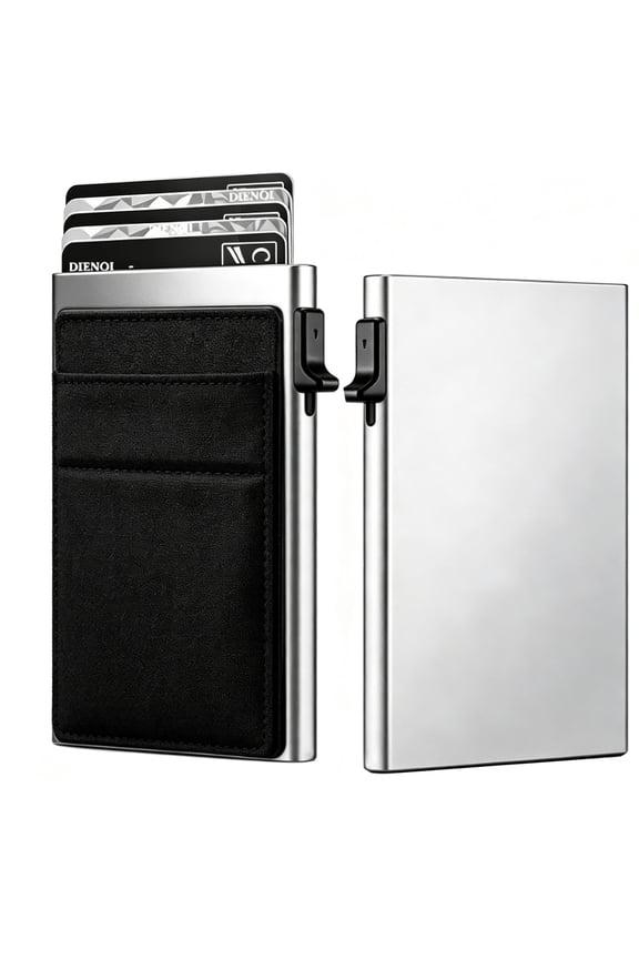 RFID Blocking Credit Card Holder  Slim Minimalist Metal Wallet for Men with Money Pocket, Contactless Card Protector, Trendy & Durable