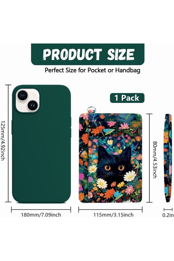 RFID Blocking Credit Card Holder for Women - Flower and Cat PU Leather Slim Wallet with ID Window 6 Card Slots and Cash Pocket - Perfect for Travel and Gifts