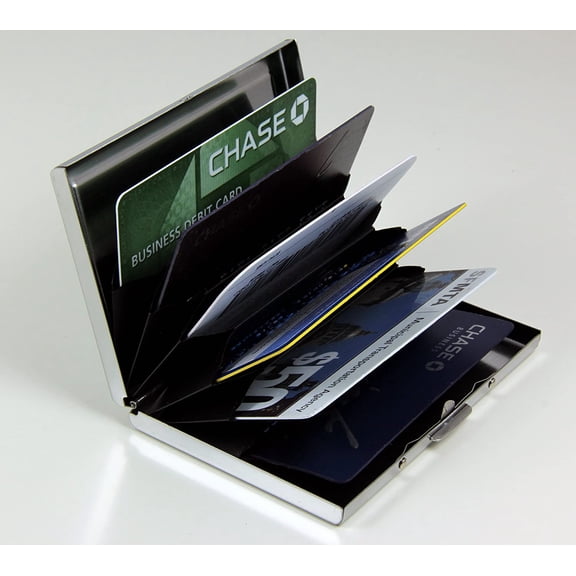 RFID Blocking Credit Card Holder for Men & Women - (Stainless Steel /w 6 slots Wallet)