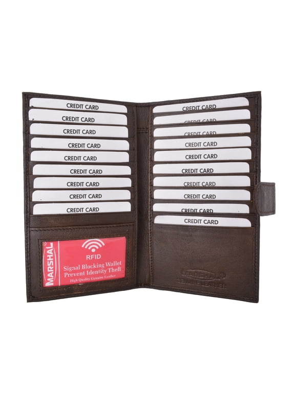 RFID Blocking Crocodile Pattern Premium Leather Credit Card Holder Wallet 19 Card Slots + 1 ID Window With Snap Closure RFIDP1629CR (C)