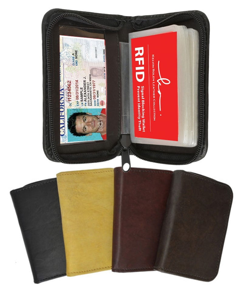 Rfid Insert RFID Blocking Genuine Leather Business Card Holder Clear Plastic ...
