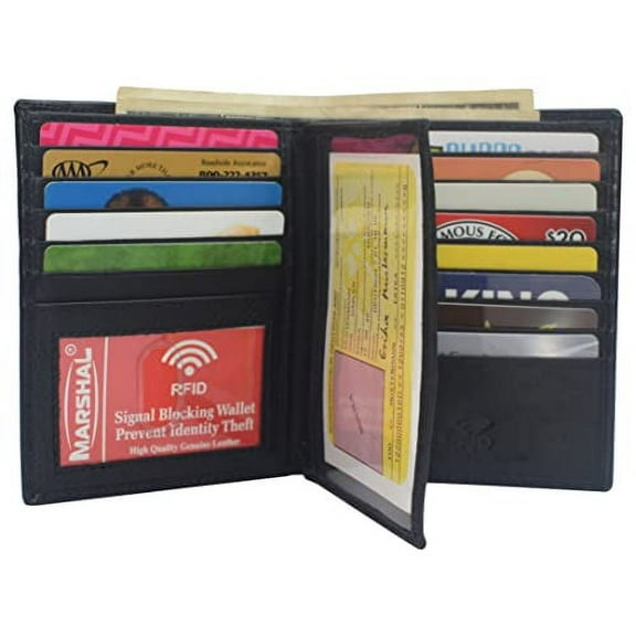 RFID Blocking Genuine Leather Extra Capacity Large Hipster Bifold Wallet