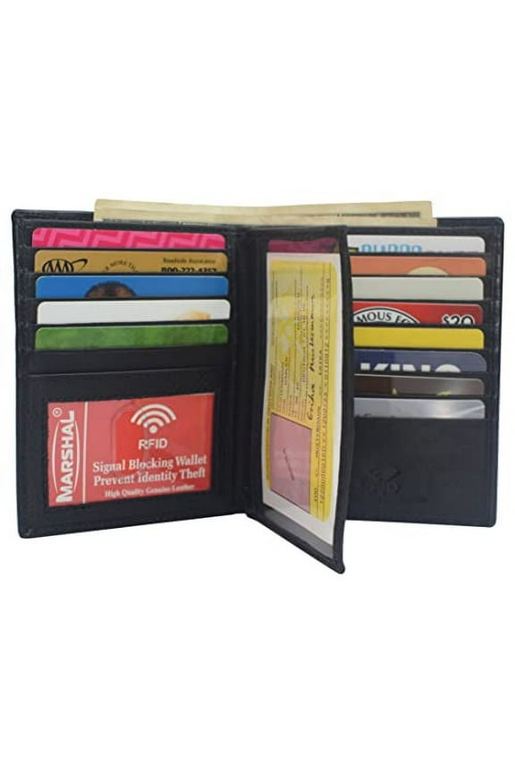 RFID Blocking Genuine Leather Extra Capacity Large Hipster Bifold Wallet