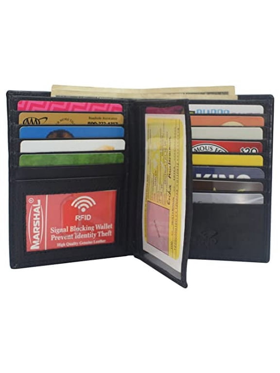 RFID Blocking Genuine Leather Extra Capacity Large Hipster Bifold Wallet