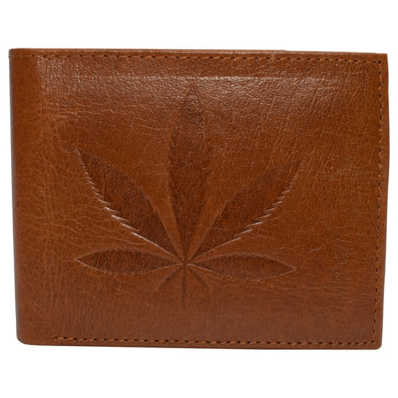RFID Blocking Genuine Leather Men's Bifold Logo Debossed Wallets