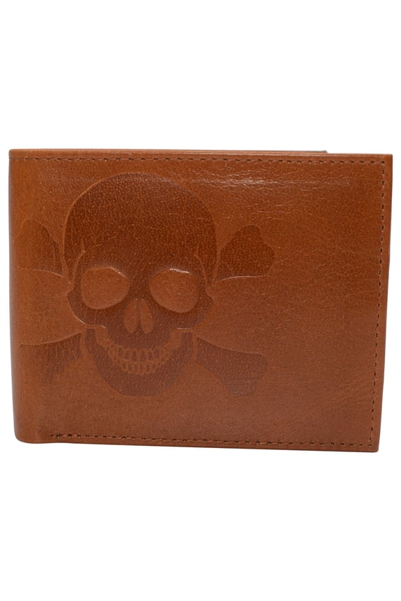 RFID Blocking Genuine Leather Men's Bifold Logo Debossed Wallets