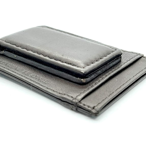 RFID Blocking Genuine Leather Money Clip ID Card Holder Slim Flat Magnetic Clip