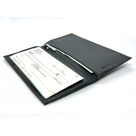 RFID Blocking Genuine Leather Standard Checkbook Cover Holder Thin Wallet Croc Croco Print