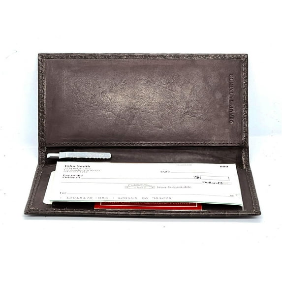 RFID Blocking Genuine Leather Standard Checkbook Cover Holder Thin Wallet Men Women