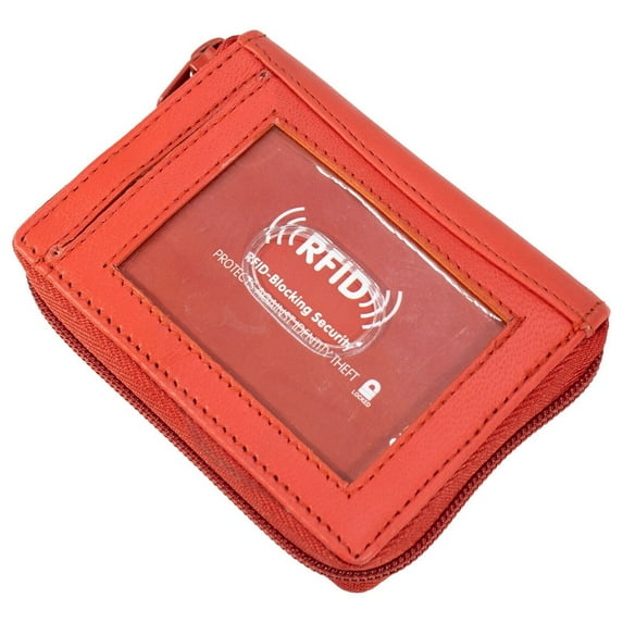 RFID Blocking Genuine Leather Women's Accordion Wallet Zip Fan Open Coin Credit Card Holder-Many Colors