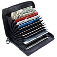thumbnail image 1 of RFID Blocking Genuine Leather Women's Accordion Wallet Zip Fan Open Coin Credit Card Holder-Many Colors, 1 of 11