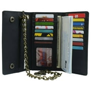 RFID Blocking Leather Biker Trifold Chain Wallet Long Checkbook Black Tan Brown