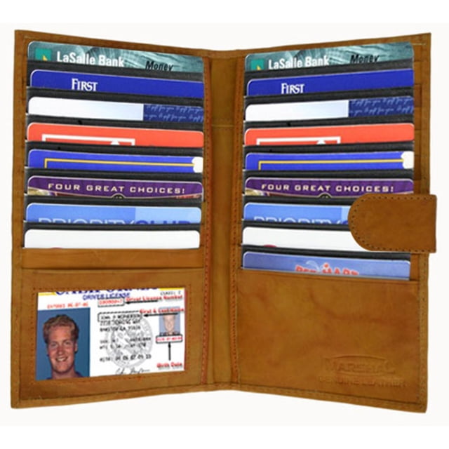 RFID Blocking Leather Checkbook Cover Men's Secretary Wallet 19 Card ...