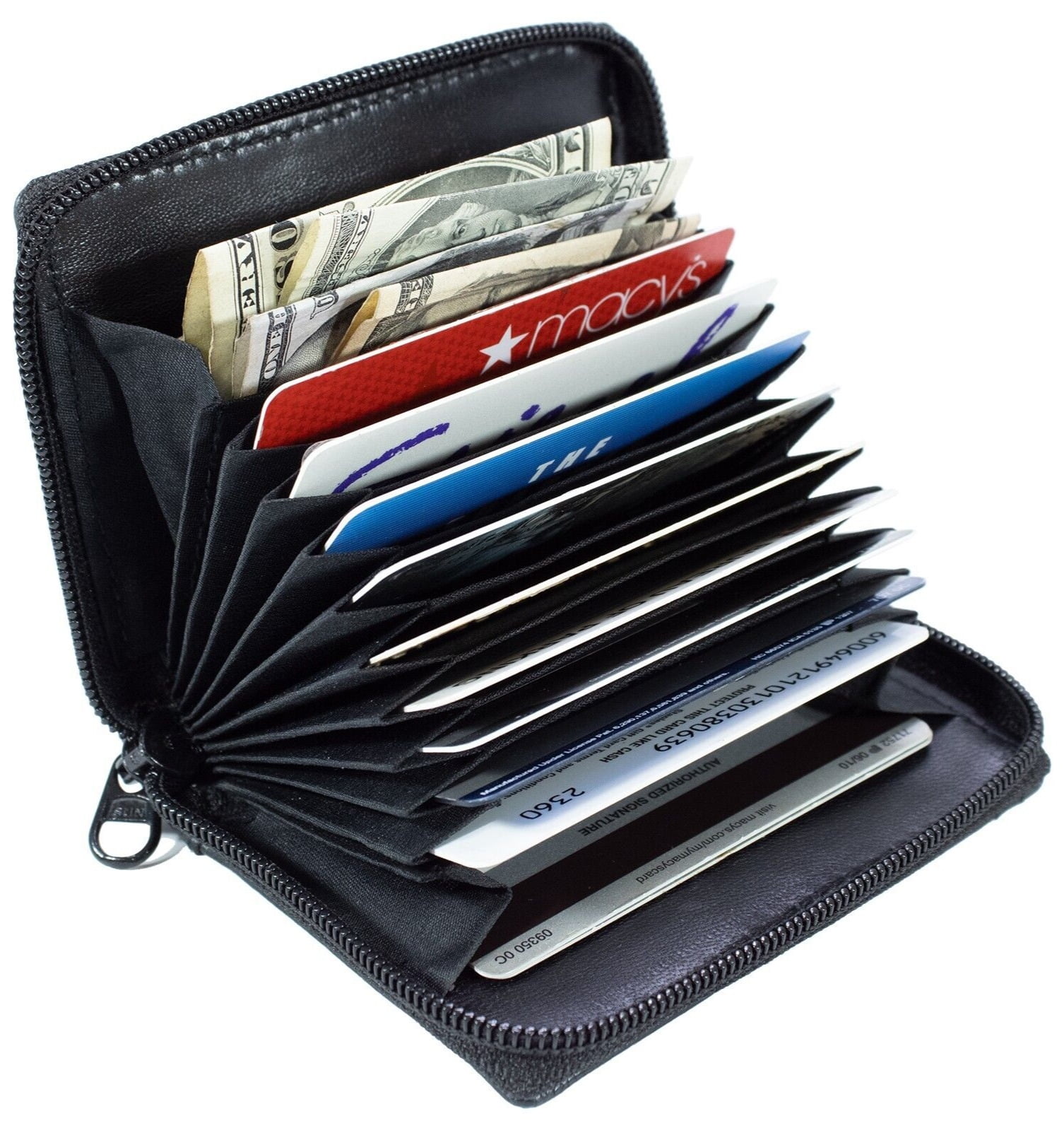 RFID Blocking Wallet – Slim Card Holder With Fan-Shaped Slots, Black (4x3)