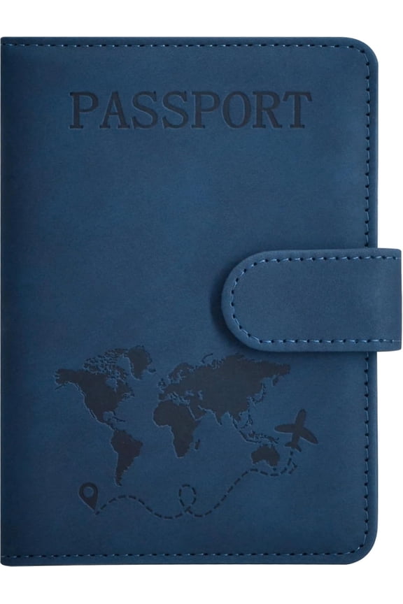 RFID Blocking Leather Passport Holder with Credit Card Slots and Boarding Pass Pocket – Travel Wallet Case, Stylish Travel Accessories for Business, Vacation, and International Travel