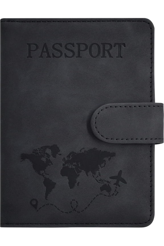 RFID Blocking Leather Passport Holder with Credit Card Slots and Boarding Pass Pocket – Travel Wallet Case, Stylish Travel Accessories for Business, Vacation, and International Travel