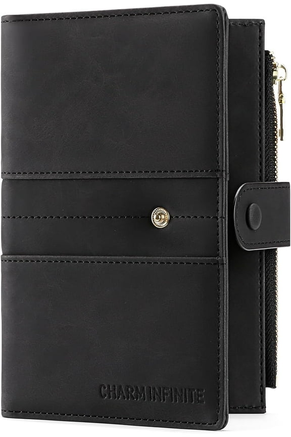 RFID Blocking Leather Passport Wallet Cover Case with Pen and Card Slots Travel Wallet for Women/Men Travel Must Haves Accessories