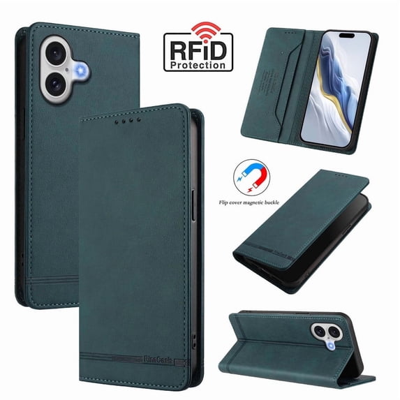 RFID Blocking Leather Wallet Phone Case for iPhone 17