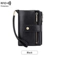 thumbnail image 1 of RFID Blocking Leather Wallet for Women with Wrist Strap, Vintage Three-Fold Design, Large Capacity Card and Coin Purse, 1 of 6