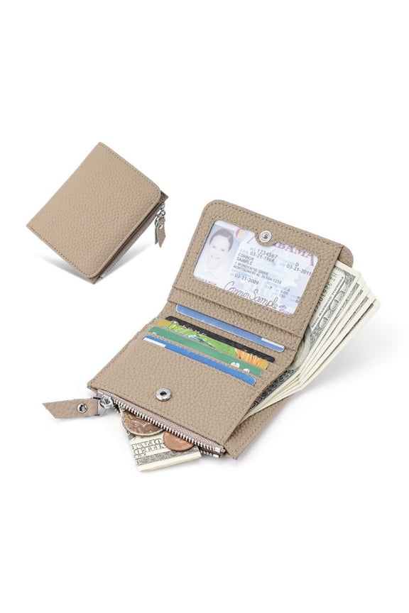 Leather RFID Blocking Women Wallet Purse with Zipper Coin Pocket and Multiple Card Slots