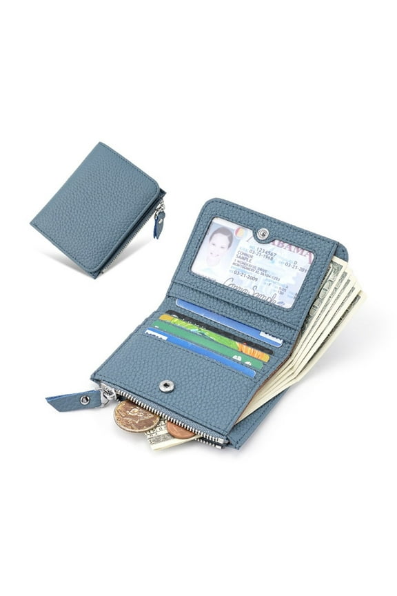 Leather RFID Blocking Women Wallet Purse with Zipper Coin Pocket and Multiple Card Slots