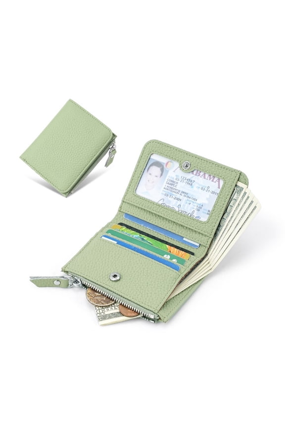 Leather RFID Blocking Women Wallet Purse with Zipper Coin Pocket and Multiple Card Slots