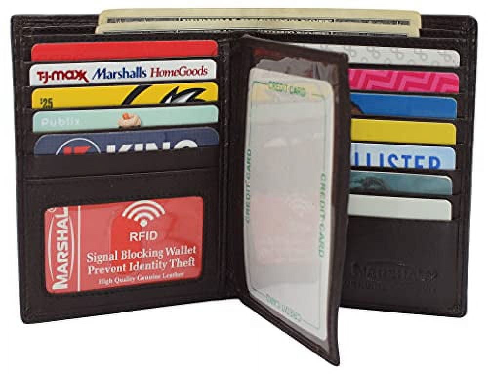 RFID Blocking Men's Bifold Hipster Center Flap Large Capacity Genuine ...