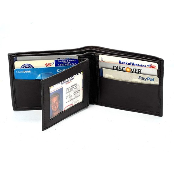 RFID Blocking Men's Bifold Wallet Multi Card Center Flap ID Holder