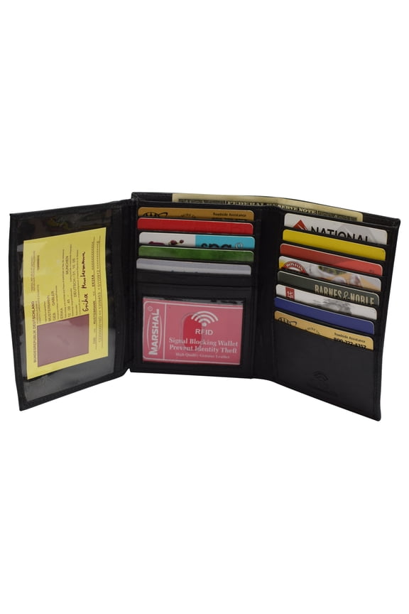 RFID Blocking Men's Hipster Bifold Wallets for Men Genuine Leather European Large Billfold Wallet