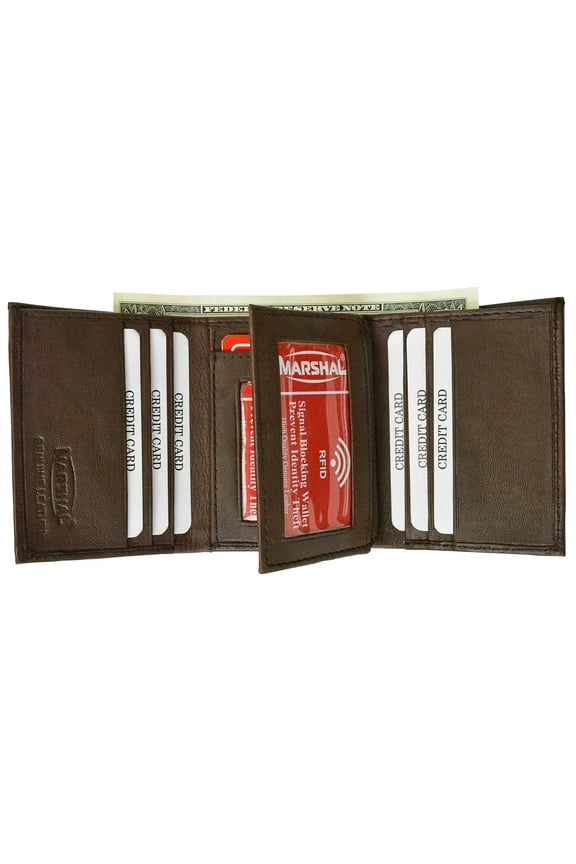 RFID Blocking Men's Lamb Leather Classic Trifold Wallet RFID 1107 BOX (C)