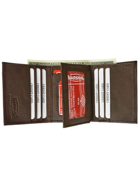 RFID Blocking Men's Lamb Leather Classic Trifold Wallet RFID 1107 BOX (C)