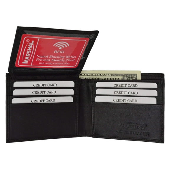 RFID Blocking Men's Premium Genuine Leather Flap Up ID Slim Bifold Wallet RFID P 53 (C)