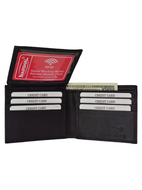RFID Blocking Men's Premium Genuine Leather Flap Up ID Slim Bifold Wallet RFID P 53 (C)