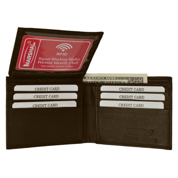 RFID Blocking Men's Premium Genuine Leather Flap Up ID Slim Bifold Wallet RFID P 53 (C)