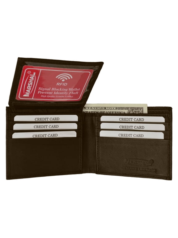 RFID Blocking Men's Premium Genuine Leather Flap Up ID Slim Bifold Wallet RFID P 53 (C)
