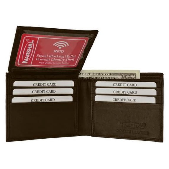 RFID Blocking Men's Premium Genuine Leather Flap Up ID Slim Bifold Wallet RFID P 53