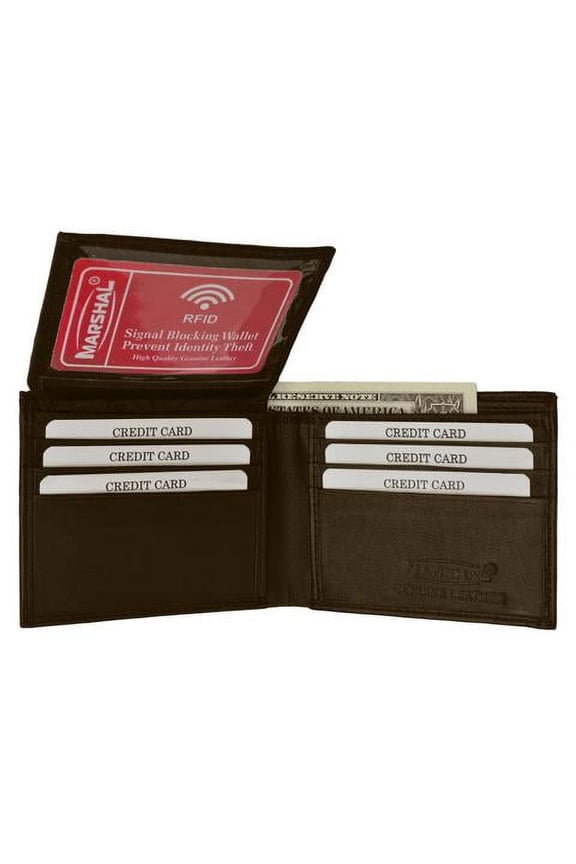 RFID Blocking Men's Premium Genuine Leather Flap Up ID Slim Bifold Wallet RFID P 53